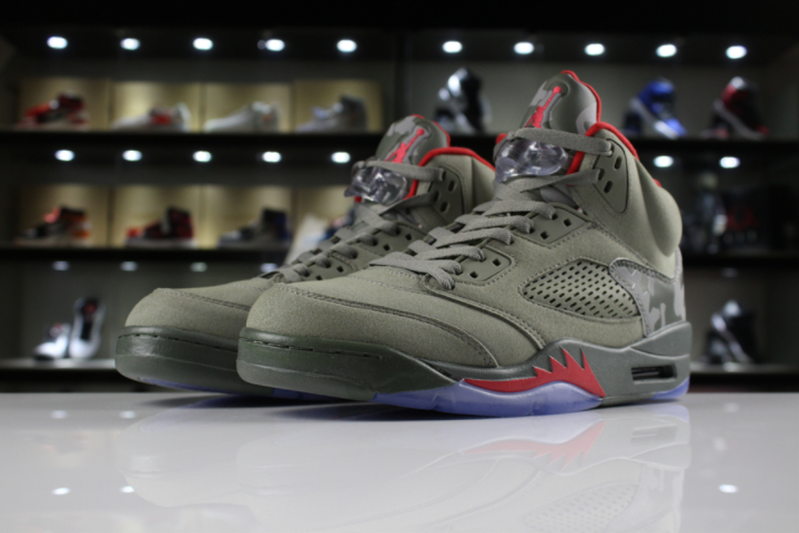 Air Jordan 5 Camo Dark Stucco University Red Shoes